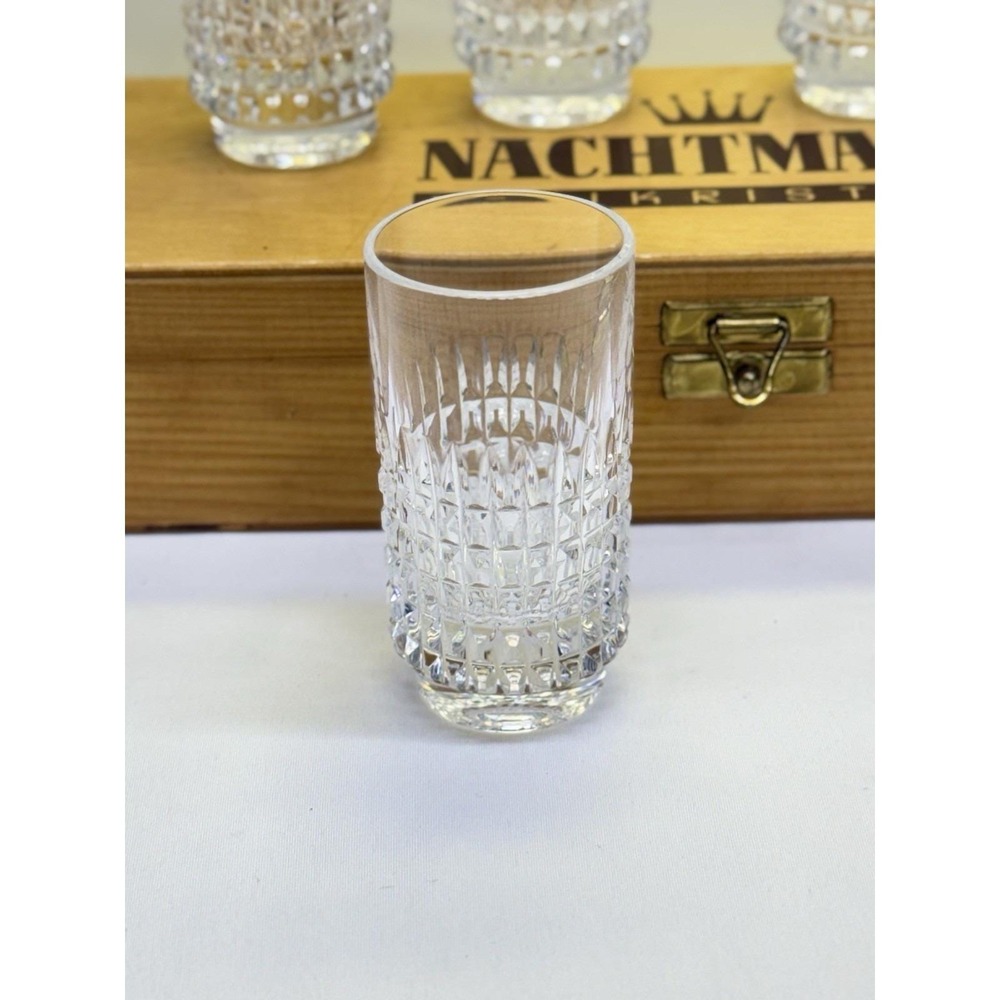 VTG 6 Piece Nachtmann Lead Crystal Whisky Sipper Glasses In Original Wood Box - Picture 2 of 10